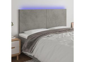 8720287288541 - Bonnevie - led KopfteilBetthaupt Hellgrau 200x5x118 128 cm Samt vidaXL