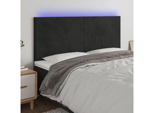 8720287288565 - Bonnevie - led KopfteilBetthaupt Schwarz 200x5x118 128 cm Samt vidaXL