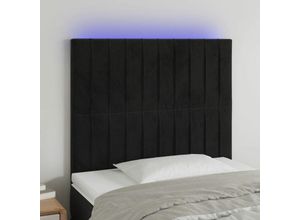 8720287293507 - Bonnevie - led KopfteilBetthaupt Schwarz 100x5x118 128 cm Samt vidaXL