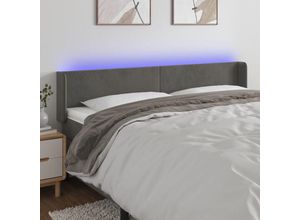 8720287296676 - Bonnevie - led KopfteilBetthaupt Dunkelgrau 203x16x78 88 cm Samt vidaXL