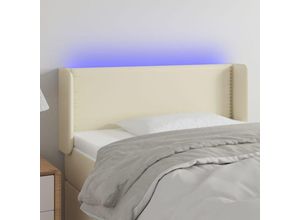 8720287298267 - Jinlefu - led Kopfteil Creme 103x16x78 88 cm Kunstleder vidaXL