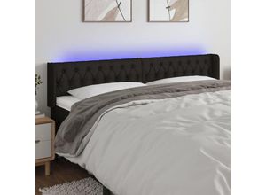 8720287302322 - Bonnevie - led KopfteilBetthaupt Schwarz 183x16x78 88 cm Stoff vidaXL