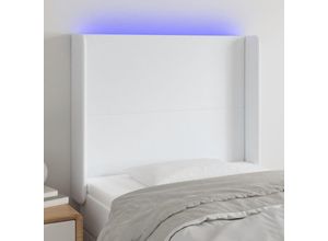 8720287304975 - LED Kopfteil，Betthaupt Weiß 103x16x118 128 cm Kunstleder vidaXL