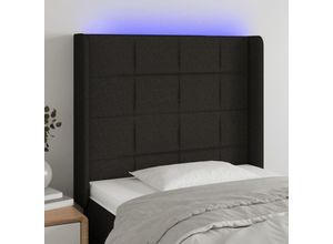 8720287306764 - Bonnevie - led KopfteilBetthaupt Schwarz 93x16x118 128 cm Stoff vidaXL