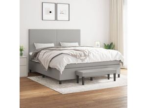 8720287312543 - Jinlefu - Boxspringbett mit Matratze Hellgrau 160x200 cm Stoff vidaXL - Grau