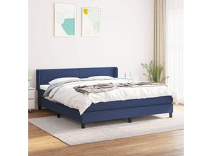 8720287313489 - Boxspringbett mit Matratze Blau 180x200 cm Stoff vidaXL48288