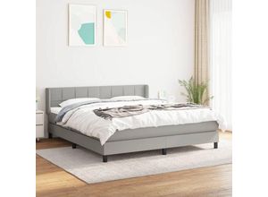 8720287315025 - BoxspringbettDoppelbett mit Matratze Hellgrau 180x200 cm Stoff vidaXL