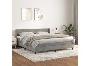 8720287326205 - Jinlefu - Boxspringbett mit Matratze Hellgrau 160x200 cm Samt vidaXL - Grau