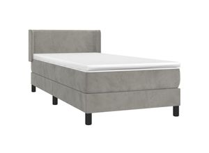 8720287326564 - Boxspringbett mit Matratze Hellgrau 100x200 cm Samt Vidaxl 634890