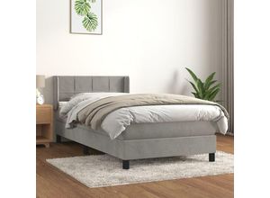 8720287327165 - BoxspringbettSchlafzimmerbett mit Matratze Hellgrau 100x200 cm Samt vidaXL