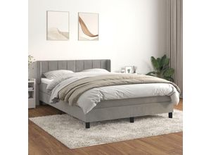 8720287327349 - Vidaxl - Boxspringbett mit Matratze Hellgrau 140x200 cm Samt Grau