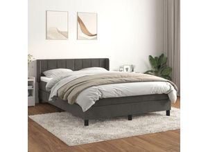 8720287327356 - BoxspringbettSchlafzimmerbett mit Matratze Dunkelgrau 140x200 cm Samt vidaXL81129