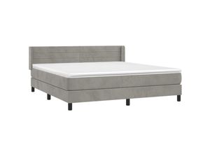 8720287328001 - Vidaxl - Boxspringbett mit Matratze Hellgrau 160x200 cm Samt Grau