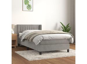 8720287328360 - Bonnevie - BoxspringbettSchlafzimmerbett mit Matratze Hellgrau 100x200 cm Samt vidaXL