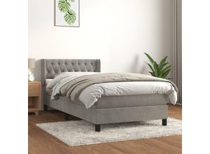 8720287328964 - Bonnevie - BoxspringbettSchlafzimmerbett mit Matratze Hellgrau 100x200 cm Samt vidaXL