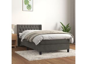 8720287328971 - Bonnevie - BoxspringbettSchlafzimmerbett mit Matratze Dunkelgrau 100x200 cm Samt vidaXL