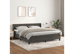 8720287329213 - Vidaxl - Boxspringbett mit Matratze Dunkelgrau 160x200 cm Samt Grau