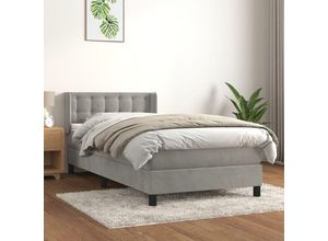 8720287329381 - Bonnevie - BoxspringbettSchlafzimmerbett mit Matratze Hellgrau 80x200 cm Samt vidaXL