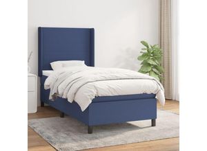 8720287330127 - Jinlefu - Boxspringbett mit Matratze Blau 90x190 cm Stoff vidaXL - Blau