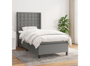 8720287334958 - Bonnevie - BoxspringbettSchlafzimmerbett mit Matratze Dunkelgrau 90x200 cm Stoff vidaXL