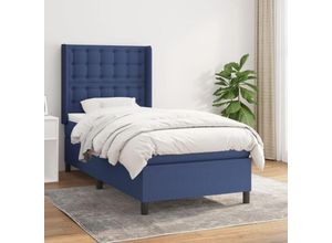 8720287335085 - Jinlefu - Boxspringbett mit Matratze Blau 100x200 cm Stoff vidaXL