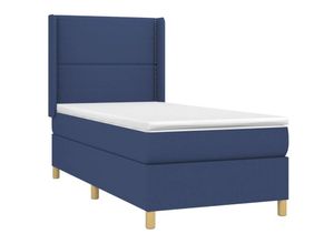 8720287336600 - Boxspringbett mit Matratze Blau 90x200 cm Stoff Vidaxl