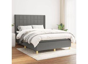 8720287337591 - Boxspringbett mit Matratze Dunkelgrau 140x190 cm Stoff Vidaxl Grau
