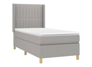 8720287339021 - Boxspringbett mit Matratze Hellgrau 100x200 cm Stoff vidaXL