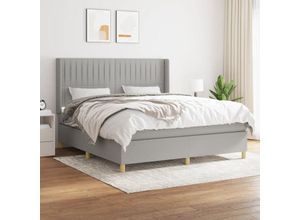 8720287339427 - Jinlefu - Boxspringbett mit Matratze Hellgrau 180x200 cm Stoff vidaXL - Grau