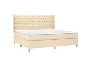 8720287340355 - Jinlefu - Boxspringbett mit Matratze Creme 200x200 cm Stoff vidaXL