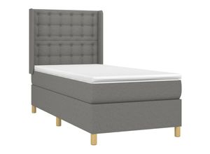 8720287340393 - Boxspringbett mit Matratze Dunkelgrau 80x200 cm Stoff Vidaxl