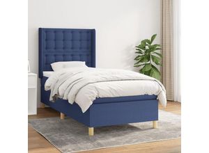 8720287340607 - Jinlefu - Boxspringbett mit Matratze Blau 90x200 cm Stoff vidaXL - Blau