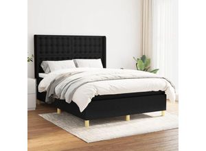 8720287340881 - Jinlefu - Boxspringbett mit Matratze Schwarz 140x200 cm Stoff vidaXL - Schwarz