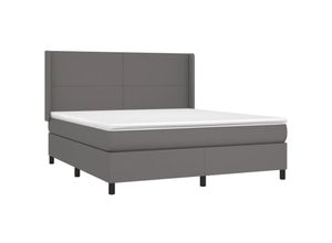 8720287341703 - Jinlefu - Boxspringbett mit Matratze Grau 180x200 cm Kunstleder vidaXL