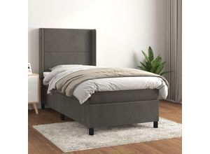 8720287343776 - Bonnevie - BoxspringbettSchlafzimmerbett mit Matratze Dunkelgrau 100x200 cm Samt vidaXL