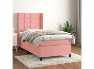 8720287344353 - Boxspringbett，Schlafzimmerbett mit Matratze Rosa 90x200 cm Samt vidaXL