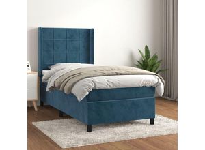 8720287344407 - Boxspringbett，Schlafzimmerbett mit Matratze Dunkelblau 100x200 cm Samt vidaXL99193