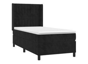 8720287345404 - Boxspringbett mit Matratze Schwarz 80x200 cm Samt Vidaxl Schwarz