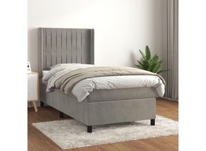 8720287345442 - Bonnevie - BoxspringbettSchlafzimmerbett mit Matratze Hellgrau 90x190 cm Samt vidaXL