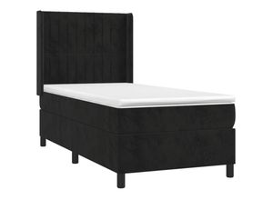 8720287345527 - Jinlefu - Boxspringbett mit Matratze Schwarz 90x200 cm Samt vidaXL - Schwarz