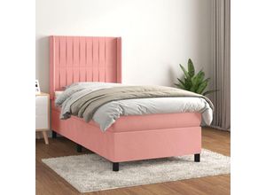 8720287345558 - Bonnevie - BoxspringbettSchlafzimmerbett mit Matratze Rosa 90x200 cm Samt vidaXL74992