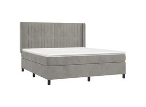 8720287345862 - Jinlefu - Boxspringbett mit Matratze Hellgrau 180x200 cm Samt vidaXL - Grau