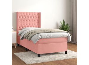 8720287346210 - Bonnevie - BoxspringbettSchlafzimmerbett mit Matratze Rosa 100x200 cm Samt vidaXL