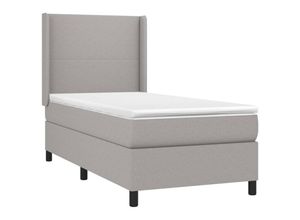 8720287347347 - BoxspringbettSchlafzimmerbett mit Matratze & led Hellgrau 90x200 cm Stoff vidaXL