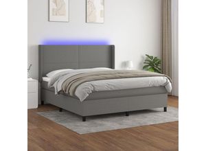 8720287347750 - BoxspringbettSchlafzimmerbett mit Matratze & led Dunkelgrau 160x200 cm Stoff vidaXL36199 8720287347750 - BoxspringbettSchlafzimmerbett mit Matratze & led Dunkelgrau 160x200 cm Stoff vidaXL36199