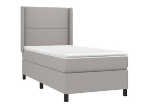 8720287348146 - BoxspringbettSchlafzimmerbett mit Matratze & led Hellgrau 90x200 cm Stoff Vidaxl 243956