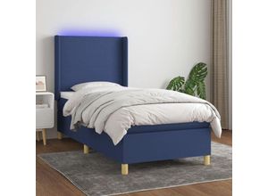 8720287352846 - Bonnevie - BoxspringbettSchlafzimmerbett mit Matratze & led Blau 80x200 cm Stoff vidaXL