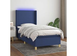 8720287353003 - Jinlefu - Boxspringbett mit Matratze & led Blau 90x200 cm Stoff vidaXL - Blau