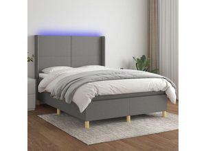 8720287353195 - Bonnevie - BoxspringbettSchlafzimmerbett mit Matratze & led Dunkelgrau 140x190 cm Stoff vidaXL36375