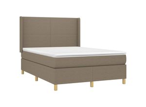 8720287353300 - Boxspringbett mit Matratze & led Taupe 140x200 cm Stoff vidaXL